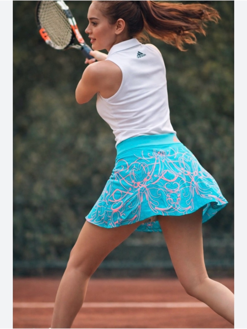 adidas Turquoise Tennis Skirt with Pink Embroidered Accents